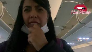 Exhibitionism - I'm a very naughty bitch so I take advantage of the fact that I'm going on a plane to masturbate until I squirt